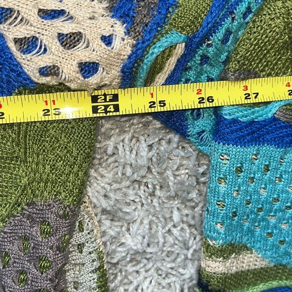 Coogi 3D Knit Cardigan Multicolor Blue Green Rare Pattern Australia Made Cotton - Picture 9 of 16